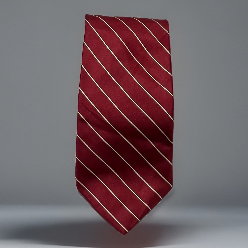 Vintage Isaco Mens Red White Striped Silk Classic Office Neck Tie One Size
